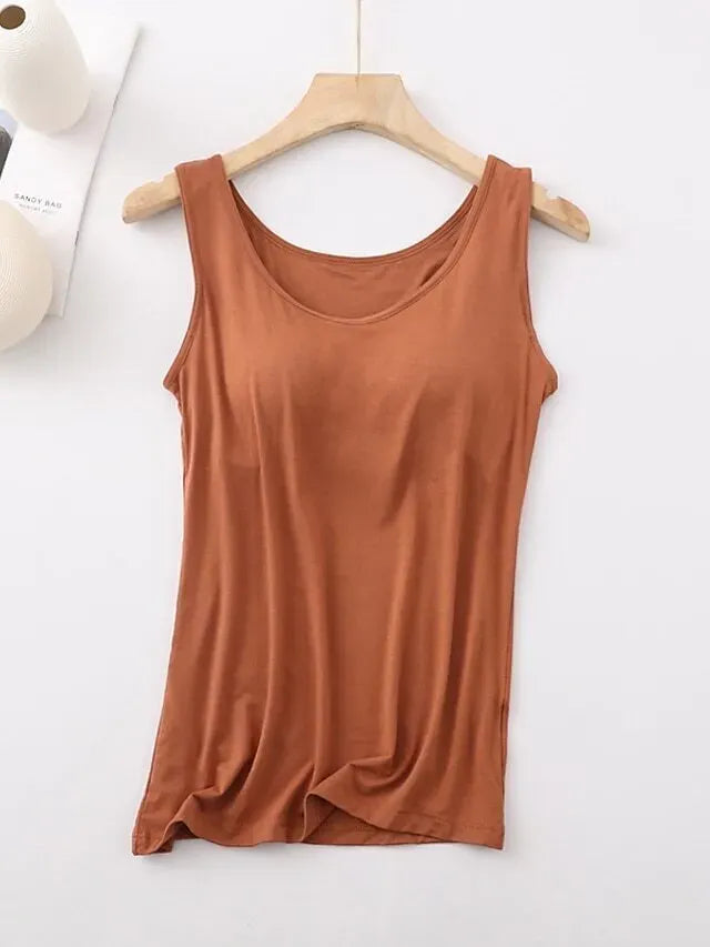 Women's Tank Top with Built-In Bra, Sleeveless Casual Basic Round Neck Regular - 10-Piece Sets