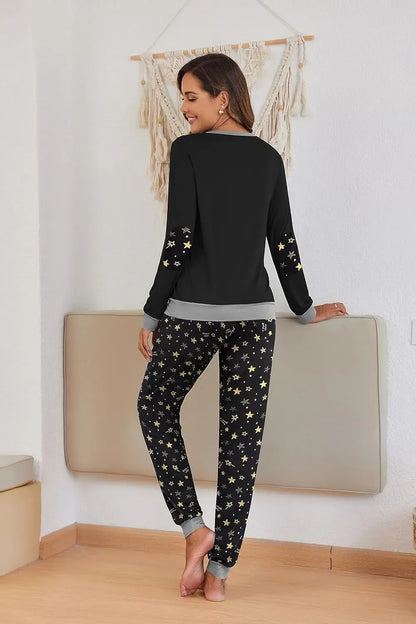 Women's Pajamas Sets Long Sleeve with Plaid Pants Soft Sleepwear O Neck 2 Piece Pjs Joggers Loung Set with Pockets