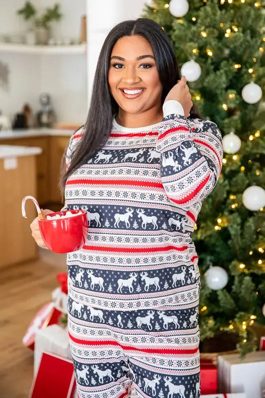 Holly And Jolly Charcoal Christmas Print Pajama Top FINAL SALE