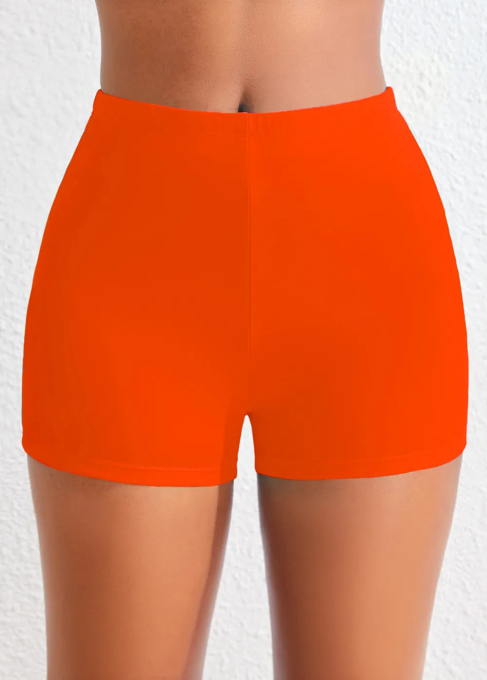 Black Mid Waisted Elastic Detail Swimwear Shorts