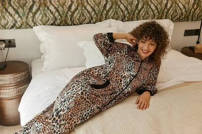 Women Zipper Robe 3/4 Sleeves Loungewear Dress Full Length Sleepwear Pockets Housecoat Nightgown Long Bathrobe