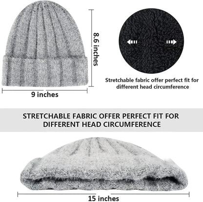 Womens Winter Warm Knit Beanie Hat Touchscreen Gloves Long Scarf Set with Fleece Lined Skull Caps Neck Scarves for Women Men