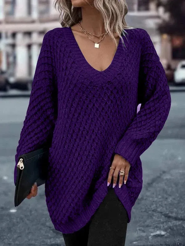 Solid Drop Shoulder Cotton Oversized Sweater