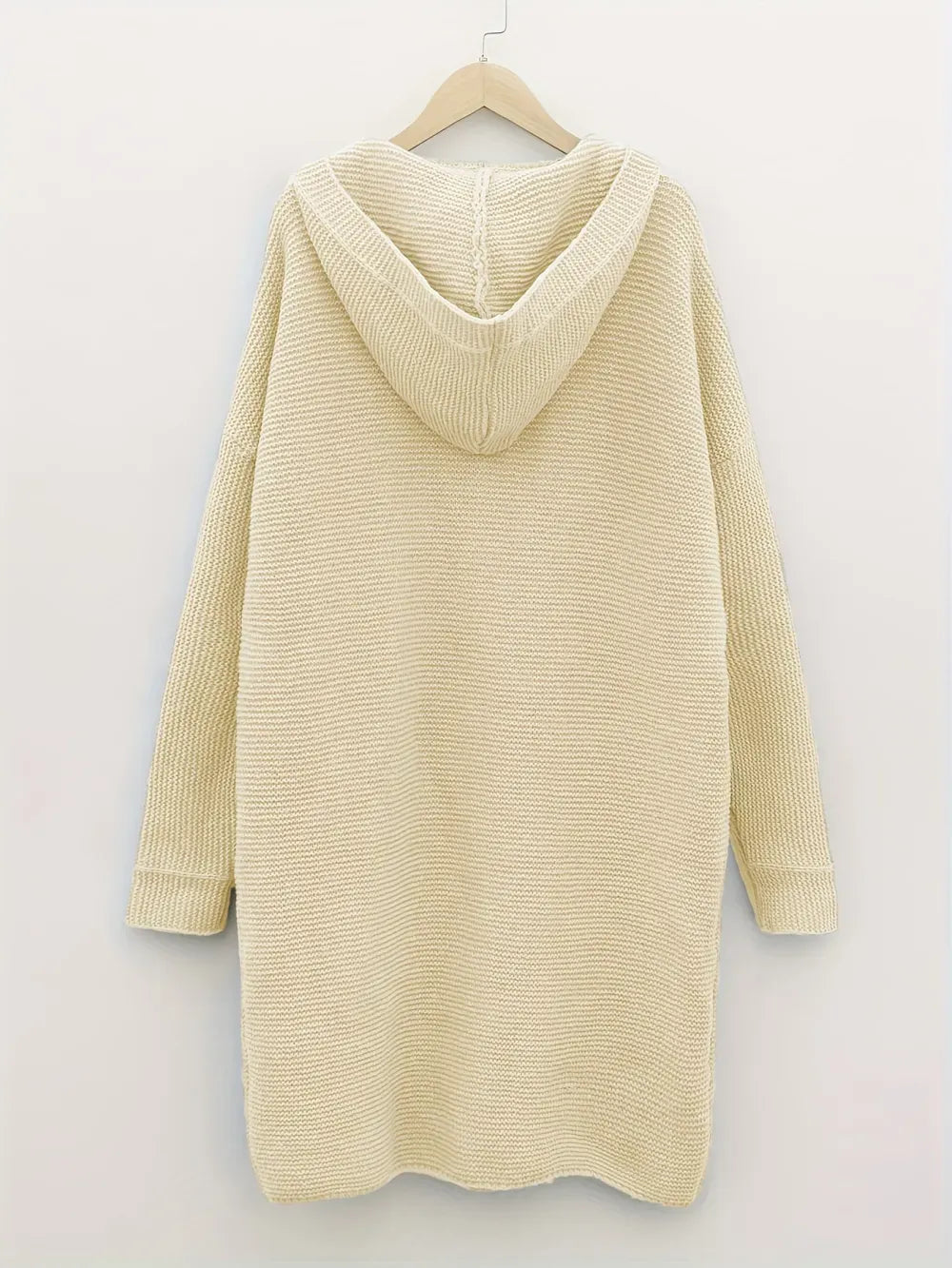 Plus Size Casual Cardigan, Women's Plus Solid Button Up Long Sleeve Hoodie Cardigan