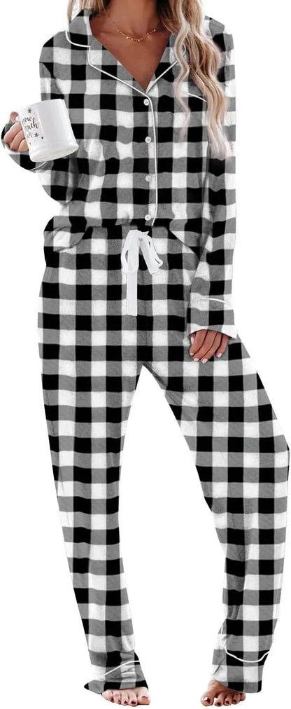Women's Pajama Sets Long Sleeve Button Down Sleepwear Nightwear Soft Pjs Lounge Sets