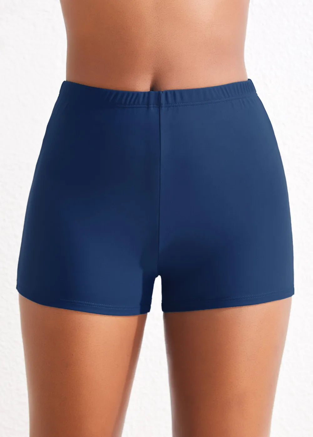Black Mid Waisted Elastic Detail Swimwear Shorts