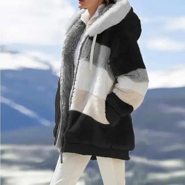 WINTER HOODED PATCHWORK JACKET