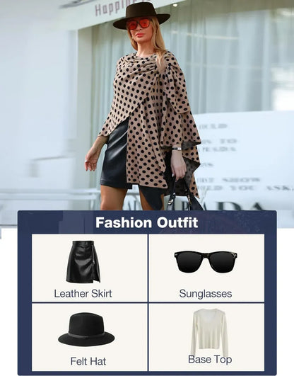 Womens Large Cross Front Poncho Sweater Wrap Topper Knitted Elegant Shawls Cape for Fall Winter