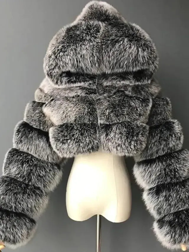 Women's faux fur coat teddy coat Sherpa coat chic modern elegant luxury fur