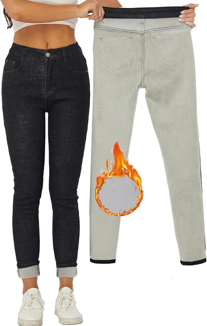 Women's Winter Fleece Lined Sherpa Thermal Skinny Pants Casual Warm Trousers