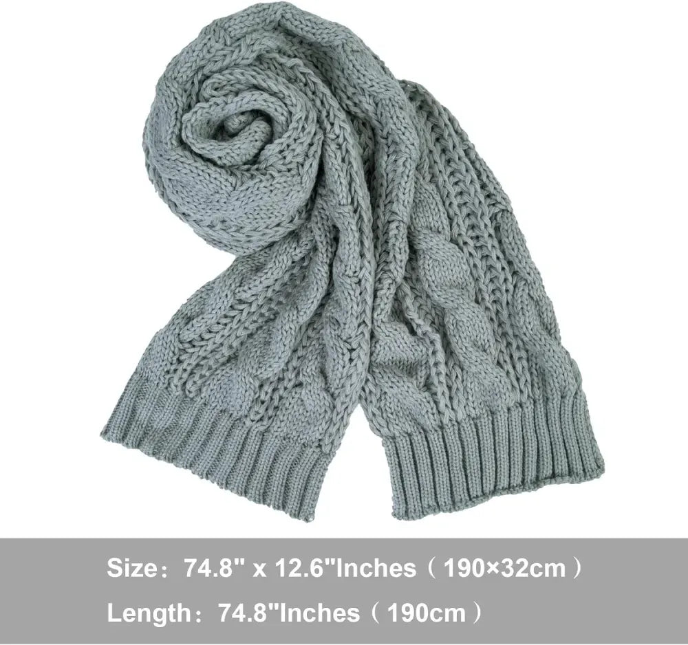 Women And Mens Winter Thick Cable Knit Wrap Chunky Long Warm Scarf