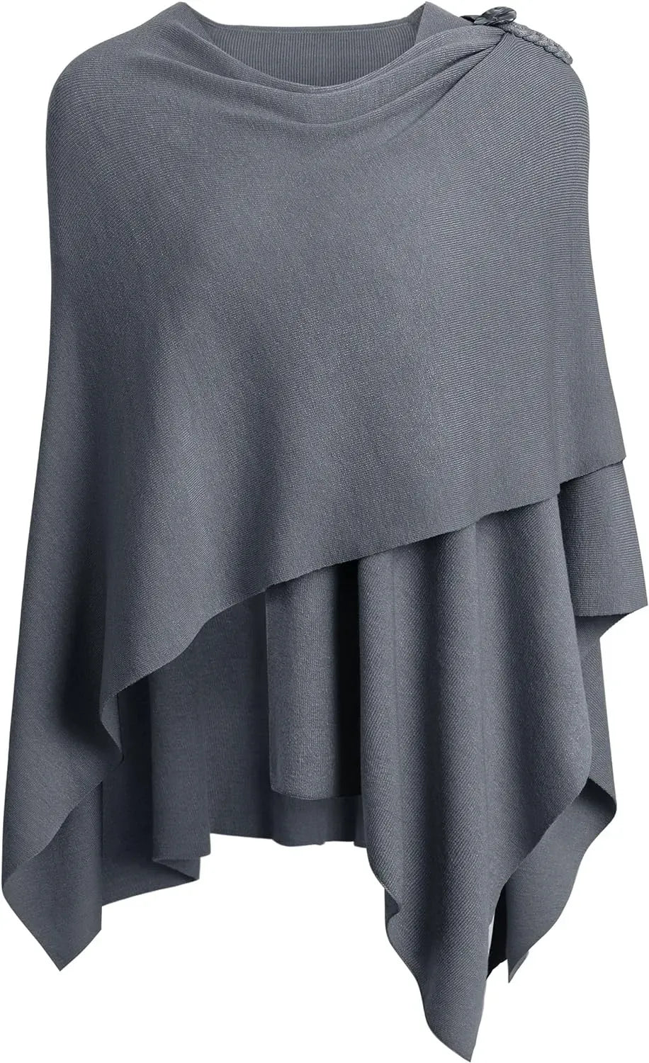 Womens Large Cross Front Poncho Sweater Wrap Topper Knitted Elegant Shawls Cape for Fall Winter