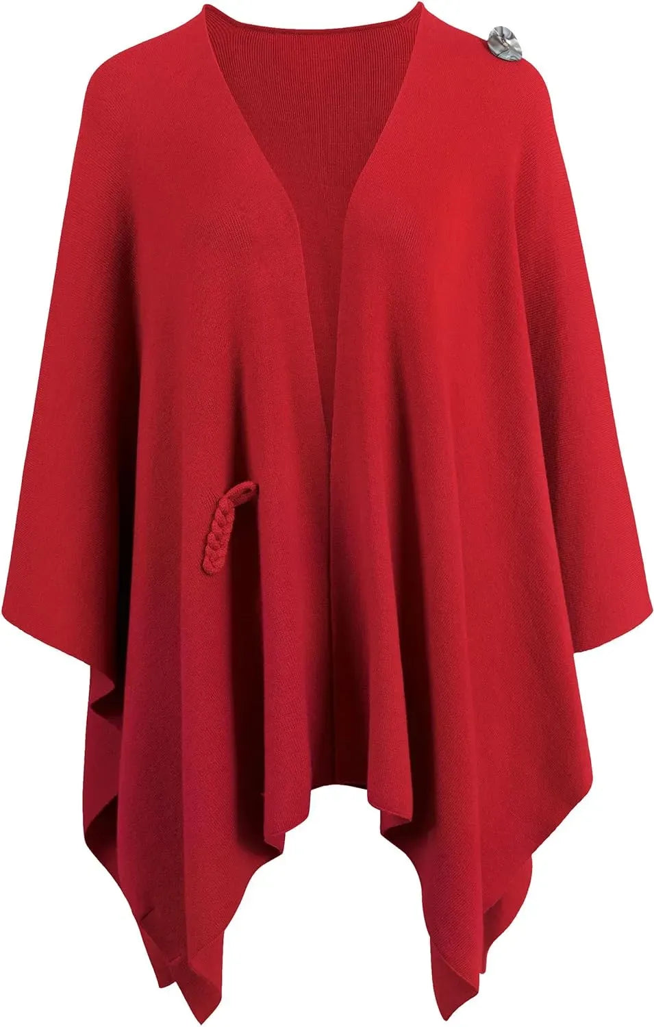 Womens Large Cross Front Poncho Sweater Wrap Topper Knitted Elegant Shawls Cape for Fall Winter