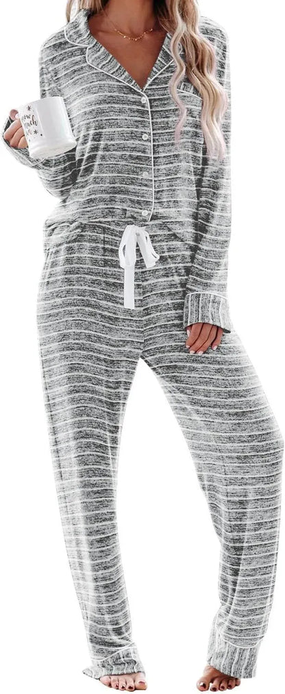 Women's Pajama Sets Long Sleeve Button Down Sleepwear Nightwear Soft Pjs Lounge Sets