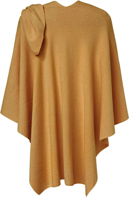 Womens Large Cross Front Poncho Sweater Wrap Topper Knitted Elegant Shawls Cape for Fall Winter