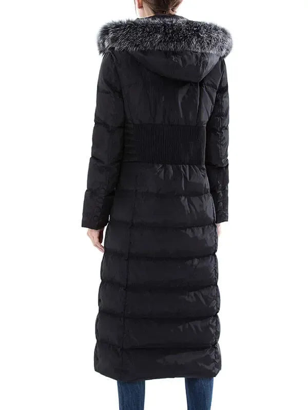 Women's hooded padded long down jacket fan fun down coat