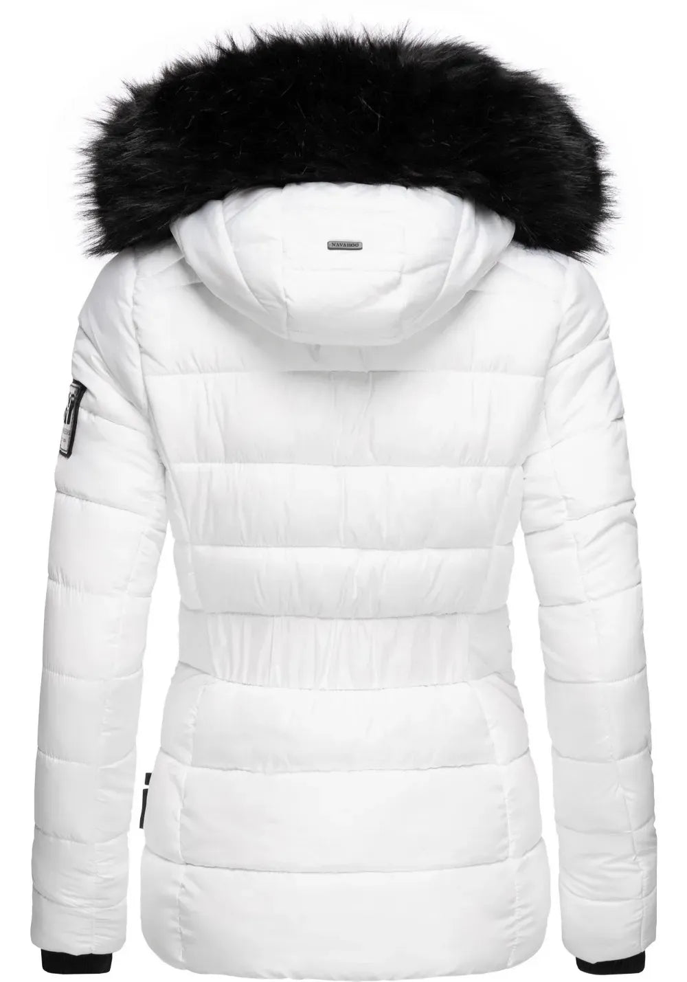Fashion quilted jacket with faux fur hood