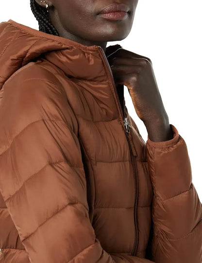 Women's Lightweight Water-Resistant Hooded Puffer Coat (Available in Plus Size)