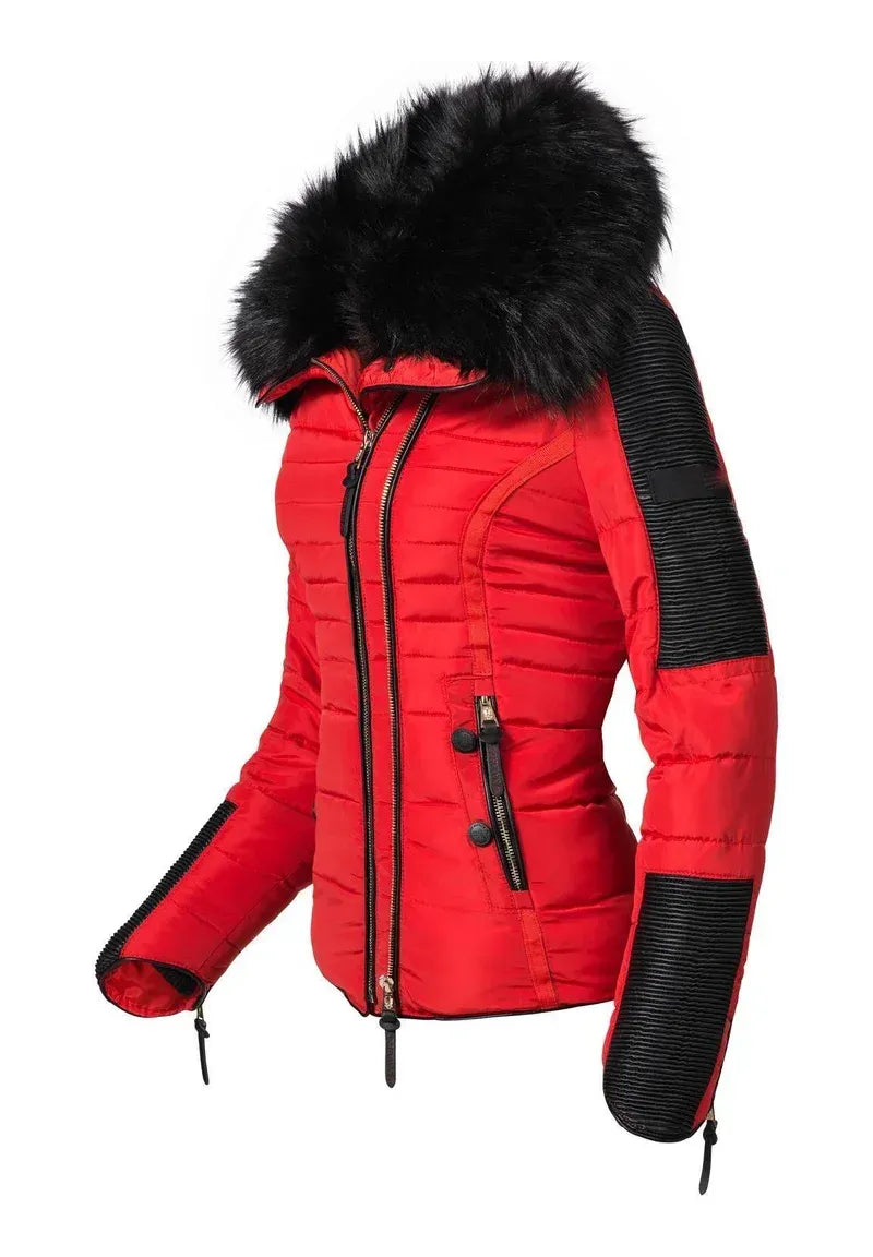 Women's short parka coat yellow