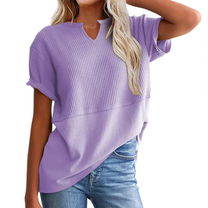 GRACIE™ – Cozy Waffle Knit V-Neck Top