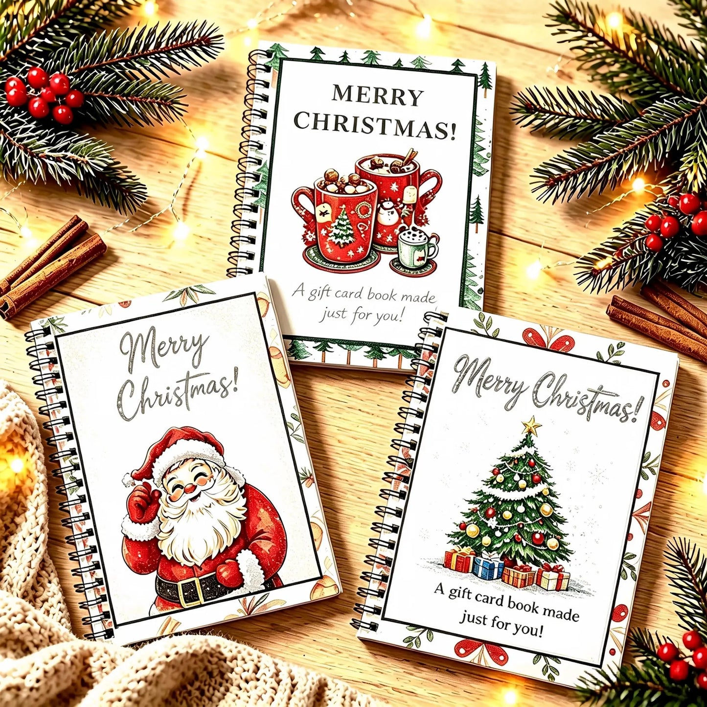 🎁🎅🏼MERRY CHRISTMAS! GIFT CARD BOOK📚 14 Themed Pages, Hardcover & Durability Line