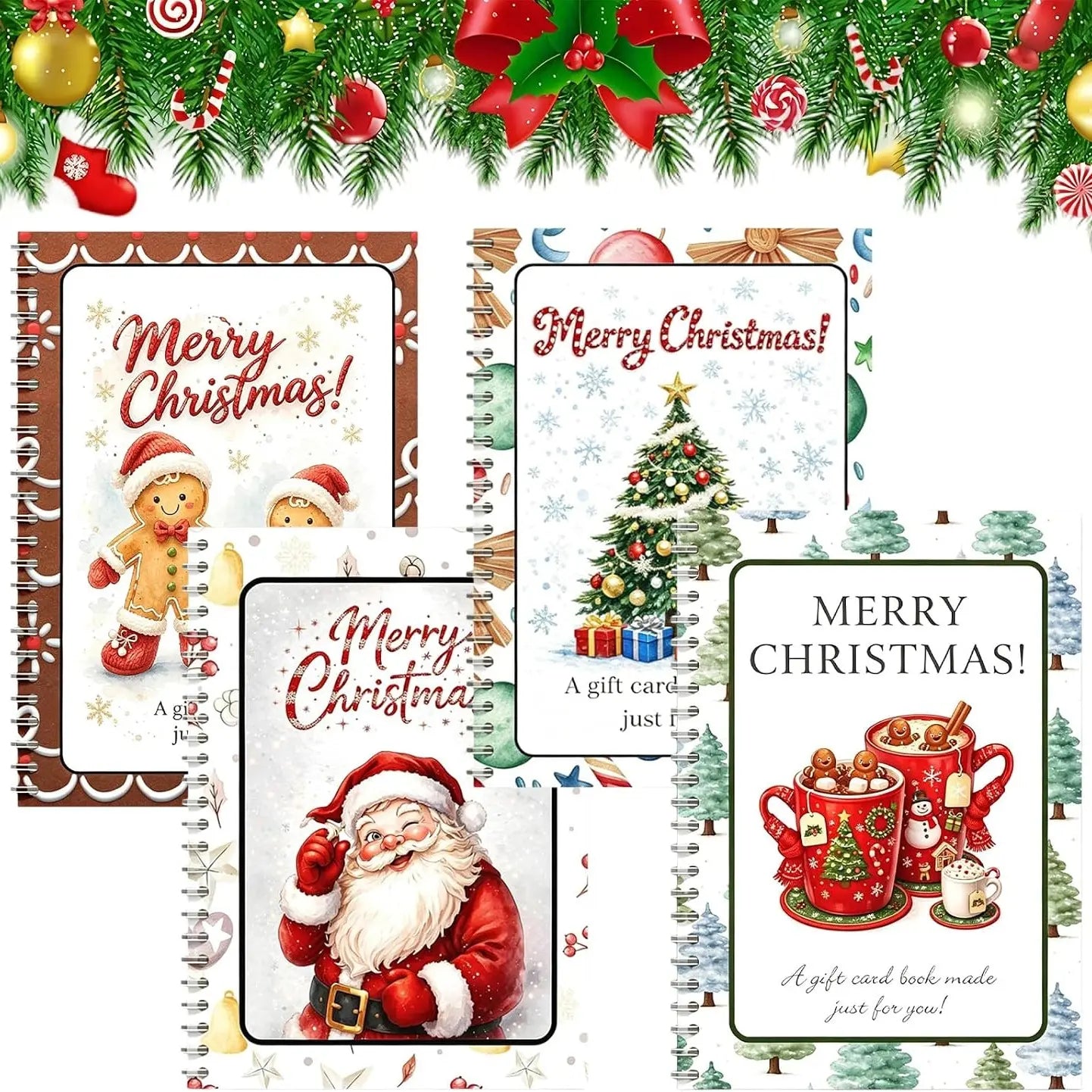 🎁🎅🏼MERRY CHRISTMAS! GIFT CARD BOOK📚 14 Themed Pages, Hardcover & Durability Line