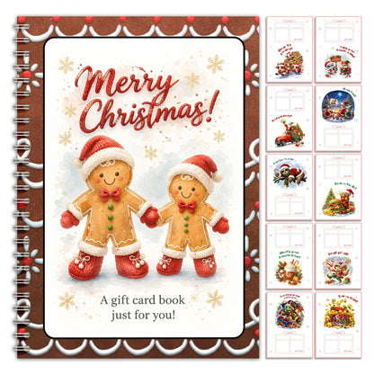🎁🎅🏼MERRY CHRISTMAS! GIFT CARD BOOK📚 14 Themed Pages, Hardcover & Durability Line
