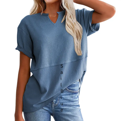 GRACIE™ – Cozy Waffle Knit V-Neck Top