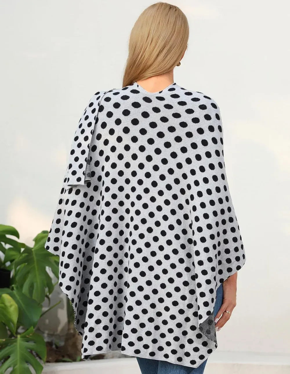 Womens Large Cross Front Poncho Sweater Wrap Topper Knitted Elegant Shawls Cape for Fall Winter