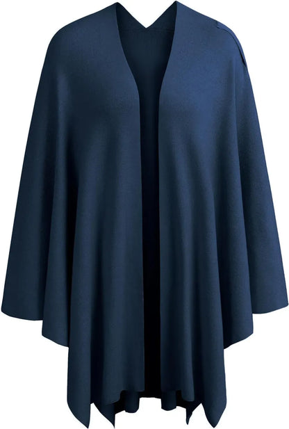 Womens Large Cross Front Poncho Sweater Wrap Topper Knitted Elegant Shawls Cape for Fall Winter