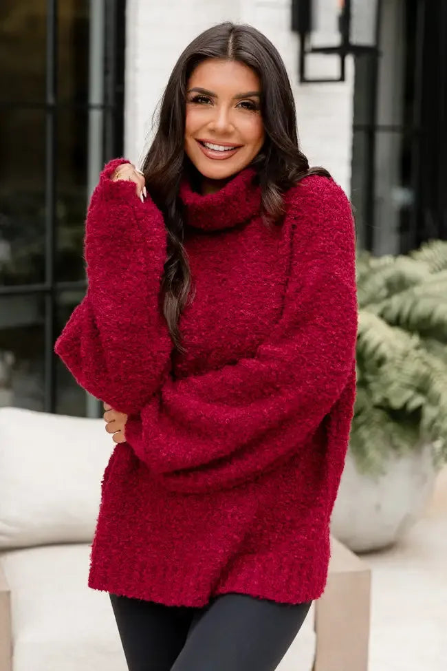 Haven't You Heard Burgundy Turtleneck Sweater DOORBUSTER