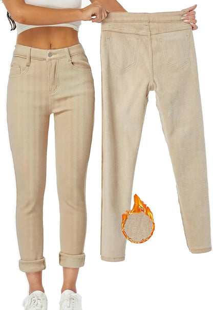 Women's Winter Fleece Lined Sherpa Thermal Skinny Pants Casual Warm Trousers