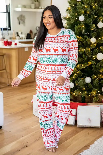 Santa Tell Me Red And Ivory Christmas Print Pajama Top FINAL SALE