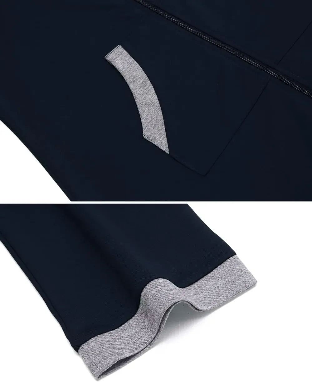 Women Zipper Robe 3/4 Sleeves Loungewear Dress Full Length Sleepwear Pockets Housecoat Nightgown Long Bathrobe
