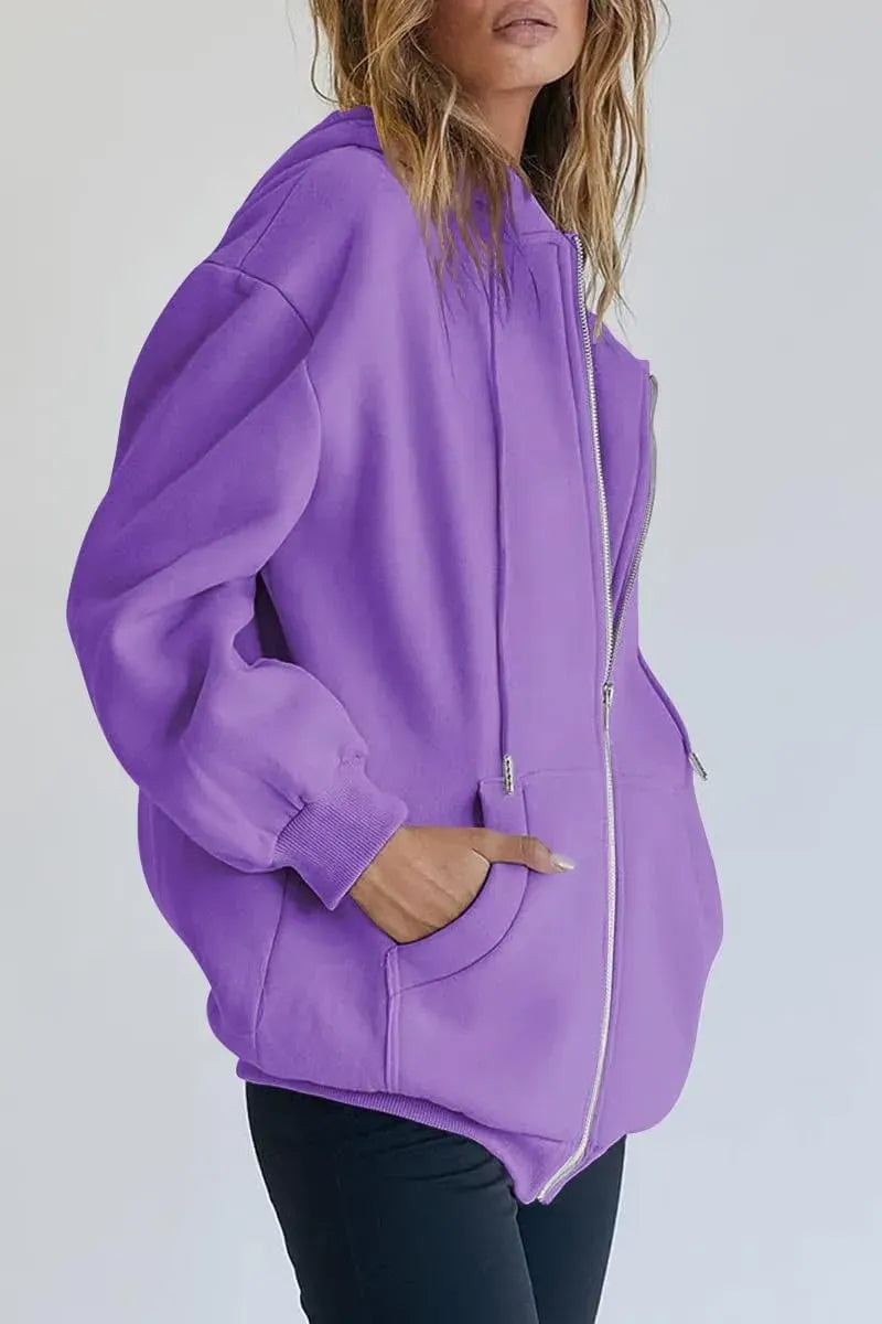 Women's Cute Hoodies Teen Girl Fall Jacket Oversized Sweatshirts Casual Drawstring Zip Up Y2K Hoodie with Pocket
