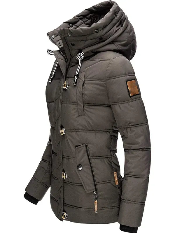 Ladies winter parka with detachable synthetic fur
