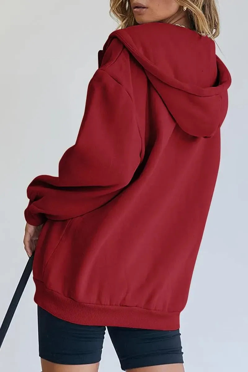 Women's Cute Hoodies Teen Girl Fall Jacket Oversized Sweatshirts Casual Drawstring Zip Up Y2K Hoodie with Pocket
