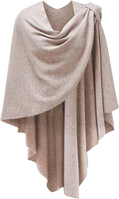 Womens Large Cross Front Poncho Sweater Wrap Topper Knitted Elegant Shawls Cape for Fall Winter