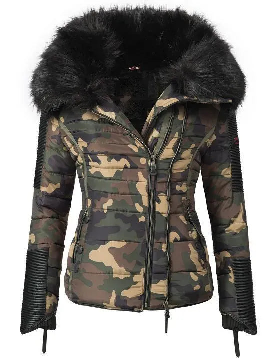 Women's short parka coat yellow