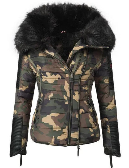 Women's short parka coat yellow