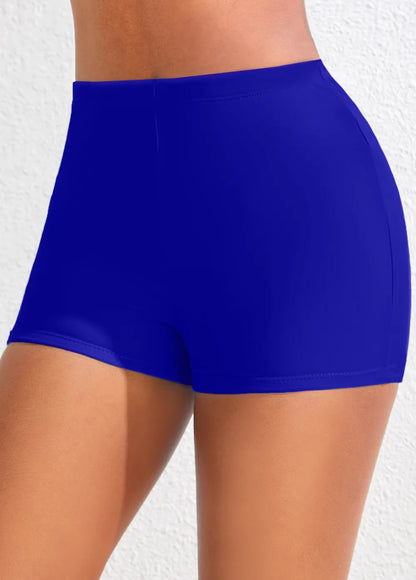 Black Mid Waisted Elastic Detail Swimwear Shorts