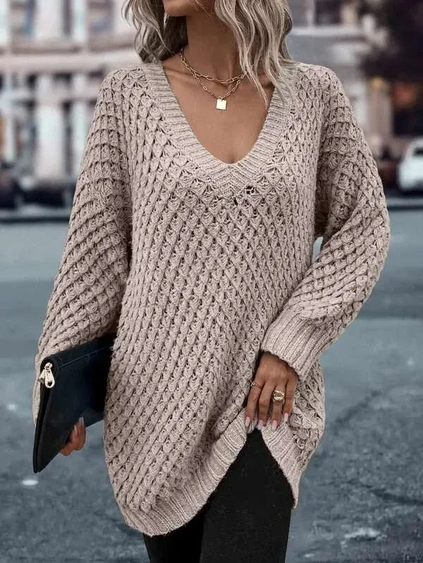 Solid Drop Shoulder Cotton Oversized Sweater