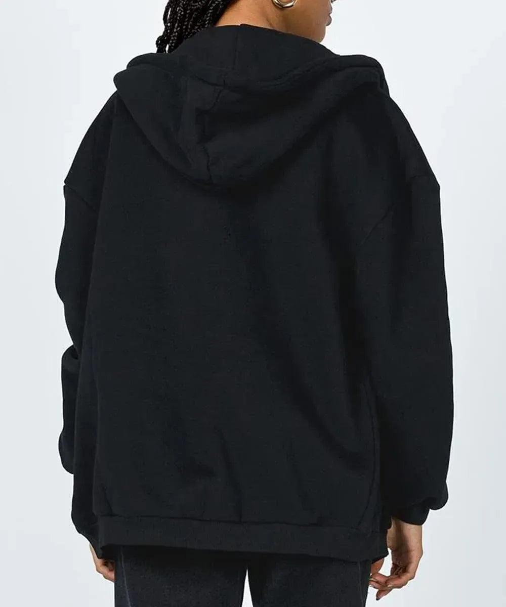 Women's Cute Hoodies Teen Girl Fall Jacket Oversized Sweatshirts Casual Drawstring Zip Up Y2K Hoodie with Pocket