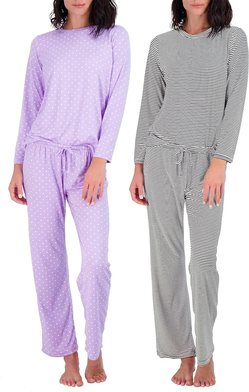 2 Pack: Women’s Pajama Set Super-Soft Short & Long Sleeve Top With Pants (Available In Plus Size)