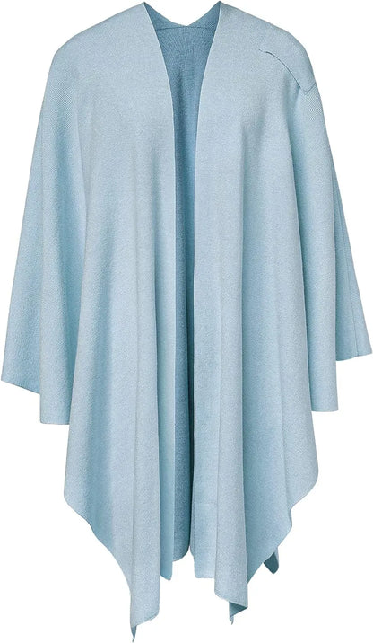 Womens Large Cross Front Poncho Sweater Wrap Topper Knitted Elegant Shawls Cape for Fall Winter