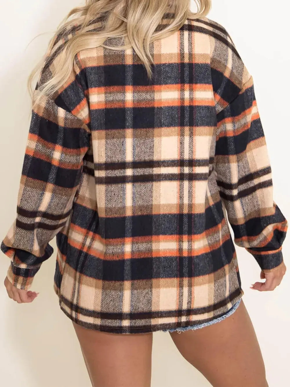Womens Casual Plaid Shacket Button Down Long Sleeve Shirt