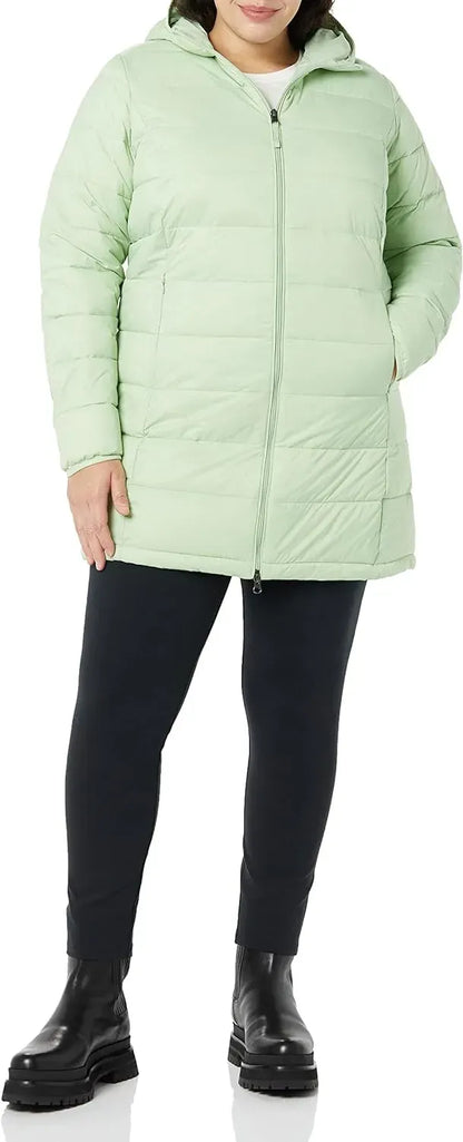 Women's Lightweight Water-Resistant Hooded Puffer Coat (Available in Plus Size)
