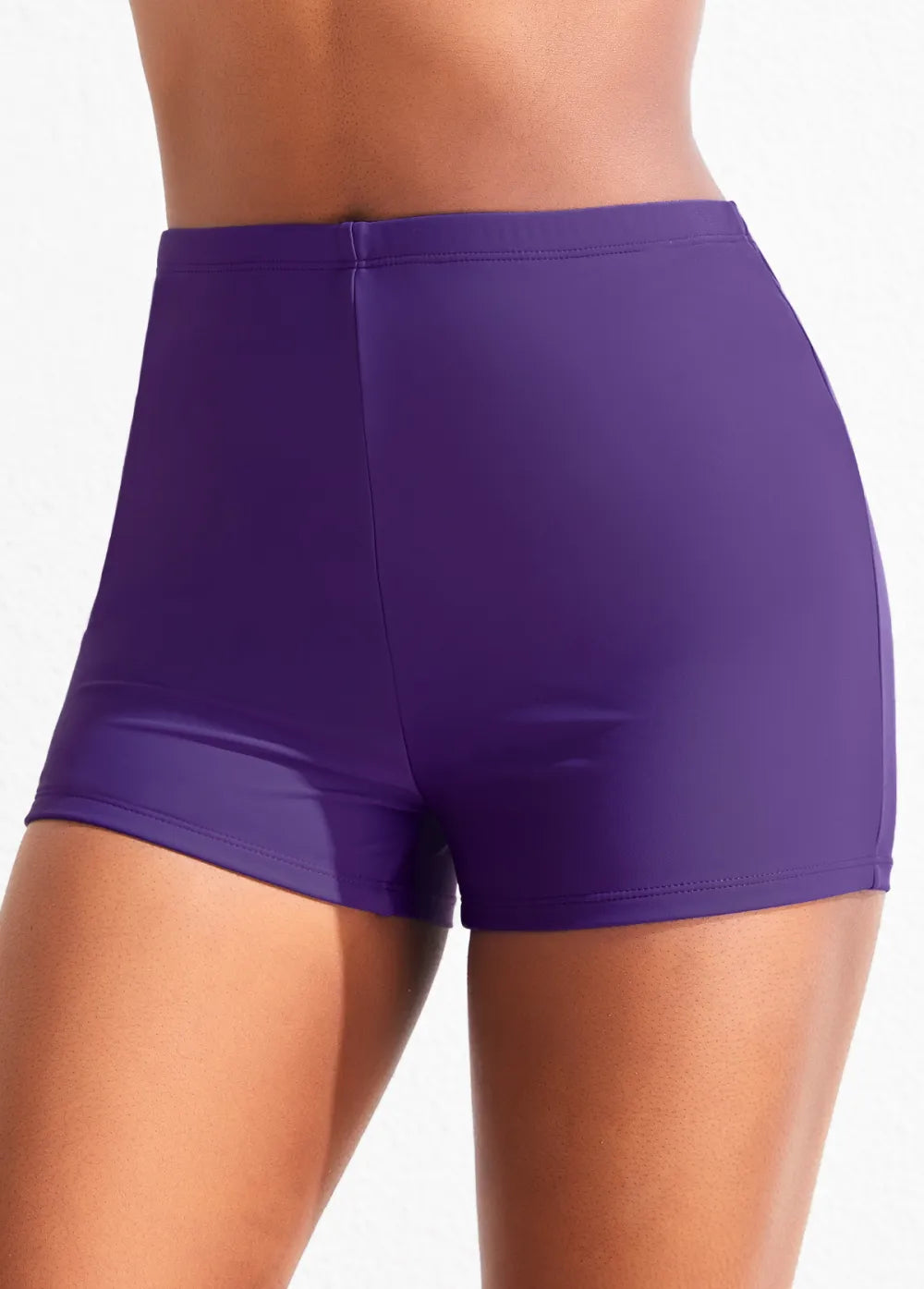 Black Mid Waisted Elastic Detail Swimwear Shorts