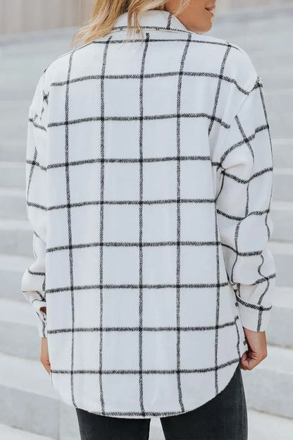 Womens Casual Plaid Shacket Button Down Long Sleeve Shirt