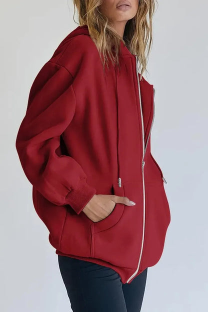 Women's Cute Hoodies Teen Girl Fall Jacket Oversized Sweatshirts Casual Drawstring Zip Up Y2K Hoodie with Pocket
